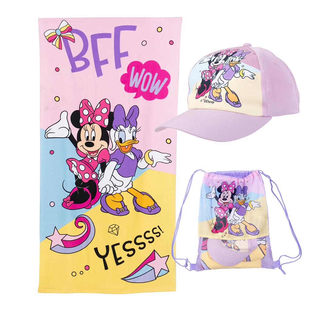 Combo Minnie 3pcs: Toalla + Jockey + Bolso