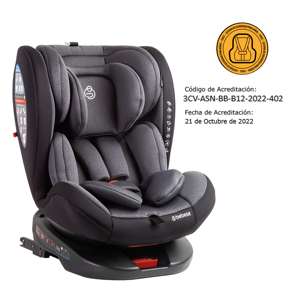 Silla de Auto Convertible 360° Isofix Saturn Gris - Image 7