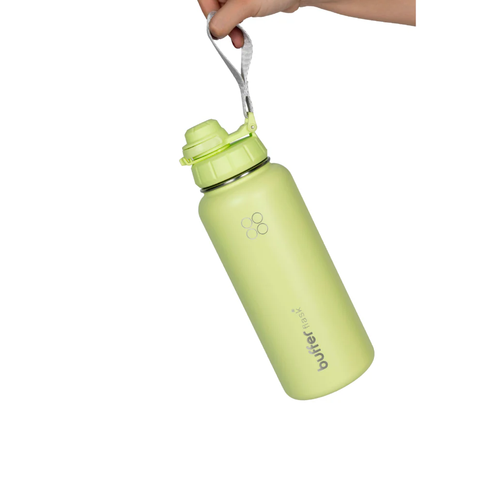 Termo Botella Agua 1L Termica Buffer Morea Acero Inoxidable +4 Tapas Citrus Green - Image 2