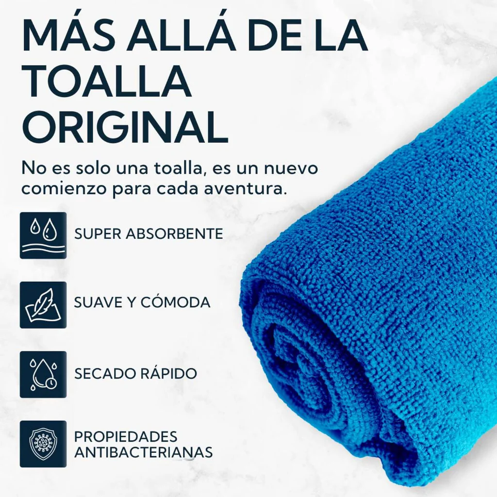 Toalla Microfibra Terry 60x120 cm Azul Pro Outdoor - Image 2