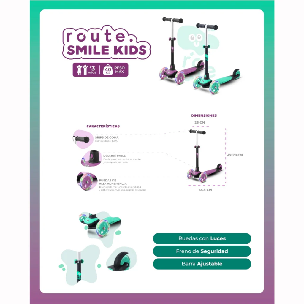 Triscooter Route Smile Kids - Menta - Image 5
