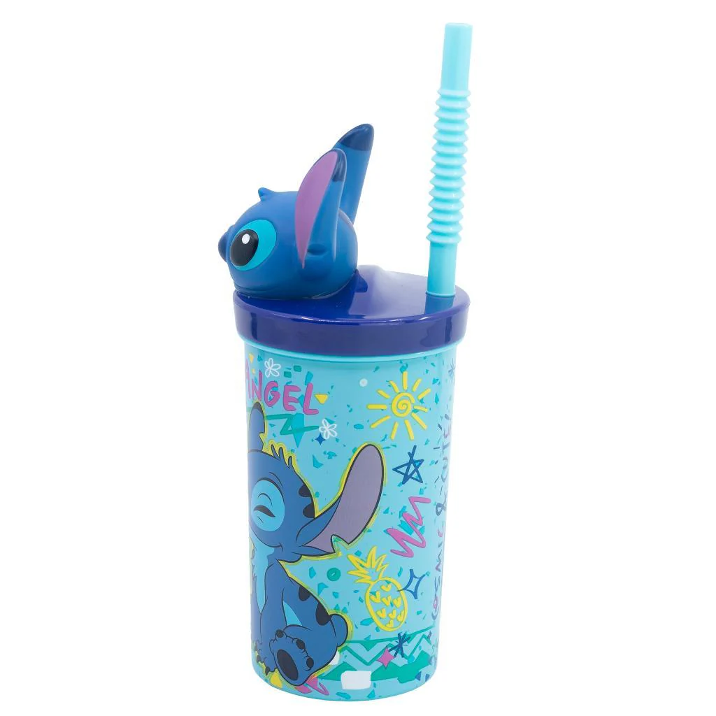 Vaso Infantil Con Bombilla Y Figura 3D Stitch 360 Ml - Image 2
