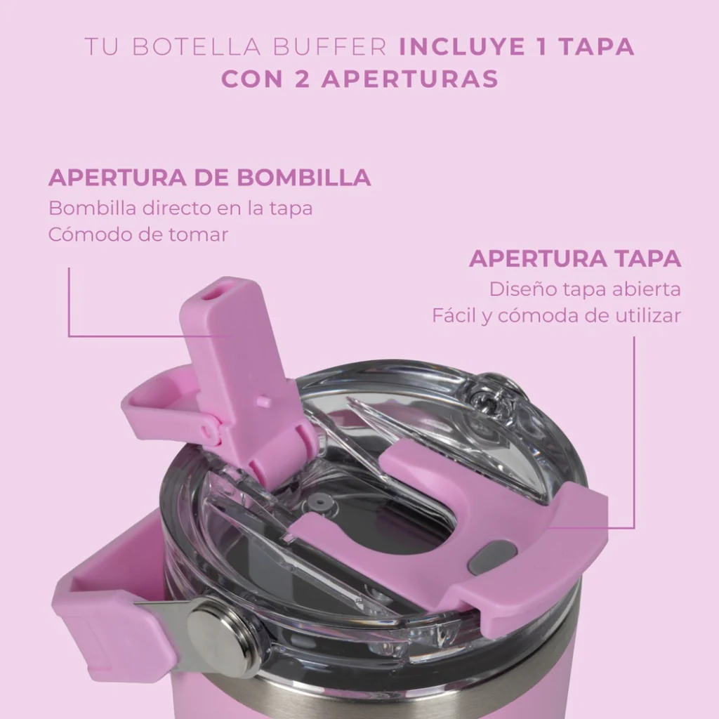 Vaso Tumbler Mug Buffer 800ml Cusco Acero Inoxidable Térmico Dani Pink - Image 3