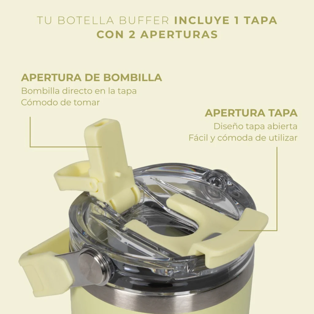 Vaso Tumbler Mug Buffer 800ml Cusco Acero Inoxidable Térmico, Lemon - Image 3